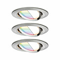 Paulmann LED Einbauleuchte Smart Home Zigbee 3.0 Nova Plus Coin Basisset schwenkbar  rund 84mm 50° Coin 3x5.2W 3x400lm 230V dimmbar RGBW Eisen gebürstet