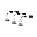 Paulmann LED Einbauleuchte Easy Dim Nova Mini Plus Coin Basisset schwenkbar  rund 66mm 15° Coin 3x4.2W 3x300lm 230V dimmbar 2700K Eisen gebürstet