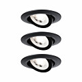 Paulmann LED Einbauleuchte 3er-Set schwenkbar  rund 82mm 70°  3x4.8W 3x450lm 230V  3000K Schwarz matt