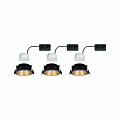 Paulmann LED Einbauleuchte 3-Step-Dim Cole Coin Basisset  IP44 rund 88mm  Coin 3x6W 3x470lm 230V dimmbar 2700K Schwarz#Gold matt