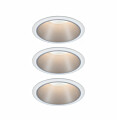 Paulmann LED Einbauleuchte 3-Step-Dim Cole Coin Basisset  IP44 rund 88mm  Coin 3x6W 3x470lm 230V dimmbar 2700K Weiß#Silber