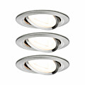 Paulmann LED Einbauleuchte Nova Basisset schwenkbar  rund 84mm 50° GU10 3x6.5W 3x460lm 230V  2700K Eisen gebürstet