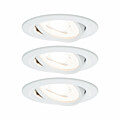 Paulmann LED Einbauleuchte Nova Basisset schwenkbar  rund 84mm 50° GU10 3x6.5W 3x460lm 230V  2700K Weiß matt