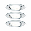 Paulmann LED Einbauleuchte Nova Basisset schwenkbar  rund 84mm 50° GU10 3x6.5W 3x460lm 230V  2700K Alu gedreht