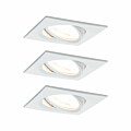 Paulmann LED Einbauleuchte Nova Basisset schwenkbar  eckig 84x84mm 50° GU10 3x6.5W 3x460lm 230V  2700K Weiß matt