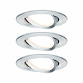 Paulmann LED Einbauleuchte Nova Coin Basisset schwenkbar  rund 84mm 50° Coin 3x6W 3x470lm 230V  2700K Alu gedreht