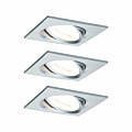 Paulmann LED Einbauleuchte Nova Coin Basisset schwenkbar  eckig 84x84mm 50° Coin 3x6W 3x470lm 230V  2700K Alu gedreht