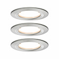 Paulmann LED Einbauleuchte Nova Coin Basisset starr IP44 rund 78mm  Coin 3x6W 3x470lm 230V  2700K Eisen gebürstet