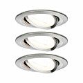 Paulmann LED Einbauleuchte 3-Step-Dim Nova Basisset schwenkbar  rund 84mm 50° GU10 3x6.5W 3x460lm 230V dimmbar 2700K Eisen gebürstet