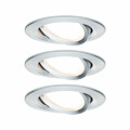 Paulmann LED Einbauleuchte 3-Step-Dim Nova Coin Basisset schwenkbar  rund 84mm 50° Coin 3x6W 3x470lm 230V dimmbar 2700K Alu gedreht