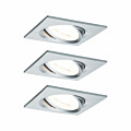 Paulmann LED Einbauleuchte 3-Step-Dim Nova Coin Basisset schwenkbar  eckig 84x84mm 50° Coin 3x6W 3x470lm 230V dimmbar 2700K Alu gedreht