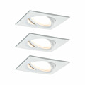 Paulmann LED Einbauleuchte Nova Plus Coin Basisset schwenkbar  eckig 84x84mm 50° Coin 3x6W 3x470lm 230V dimmbar 2700K Weiß matt