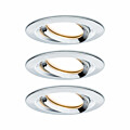 Paulmann LED Einbauleuchte Nova Plus Coin Basisset schwenkbar IP65 rund 93mm 30° Coin 3x6W 3x470lm 230V dimmbar 2700K Chrom