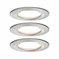 Paulmann LED Einbauleuchte Nova Plus Coin Basisset starr IP44 rund 78mm  Coin 3x6W 3x470lm 230V dimmbar 2700K Eisen gebürstet