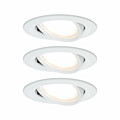 Paulmann LED Einbauleuchte Nova Plus Coin Basisset schwenkbar  rund 84mm 50° Coin 3x6W 3x470lm 230V dimmbar 2700K Weiß matt