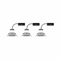 Paulmann LED Einbauleuchte Nova Plus Coin Basisset schwenkbar  rund 84mm 50° Coin 3x6W 3x470lm 230V dimmbar 2700K Eisen gebürstet