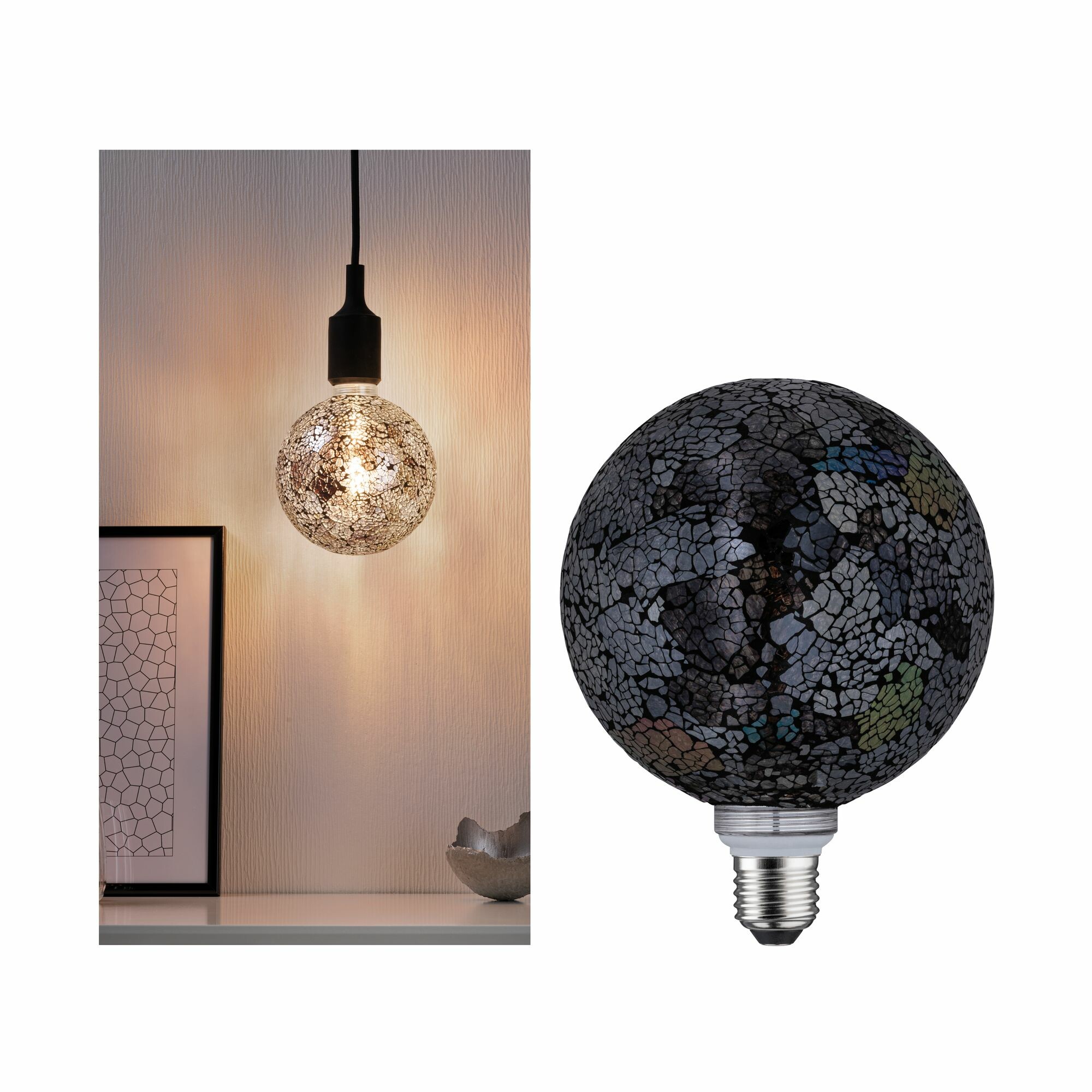 Paulmann Miracle Mosaic Edition Standard 230V LED Globe G125 E27 470lm 5W 2700K dimmbar Schwarz