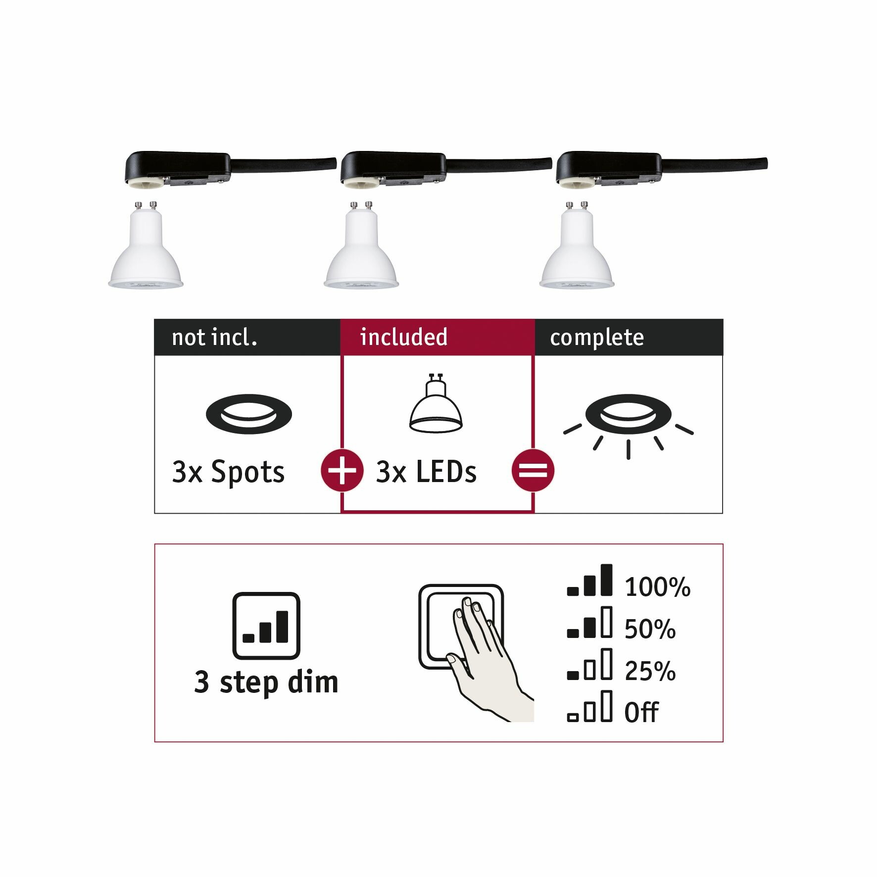 Paulmann Standard 230V 3-Step-Dim LED Reflektor GU10 Choose 3-Step-Dim GU10 230V 3x460lm 3x6.5W 2700K dimmbar Weiß