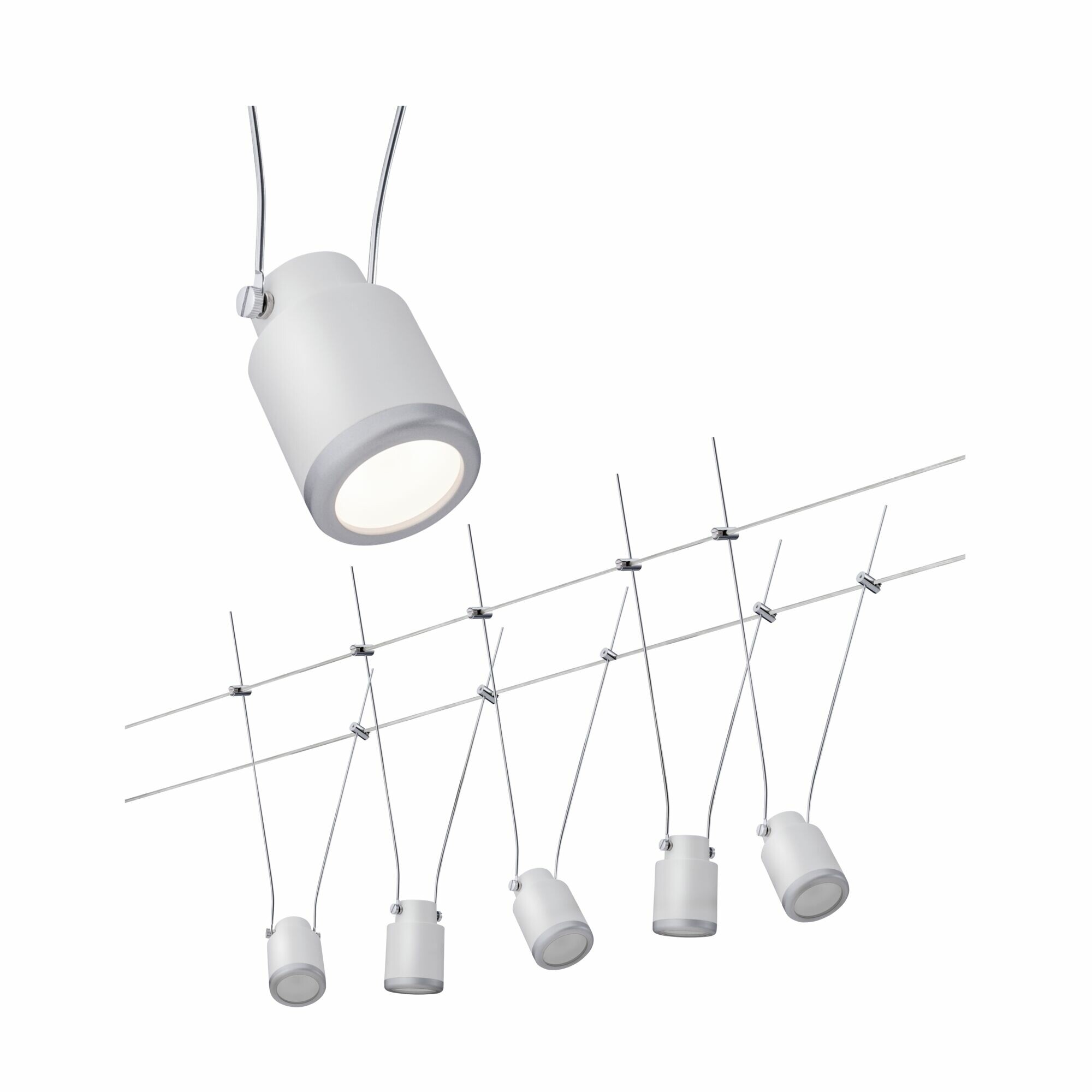 Paulmann LED Seilsystem TunLED Basisset  5x150lm 5x4W 2700K  230/12V Weiß#Chrom matt