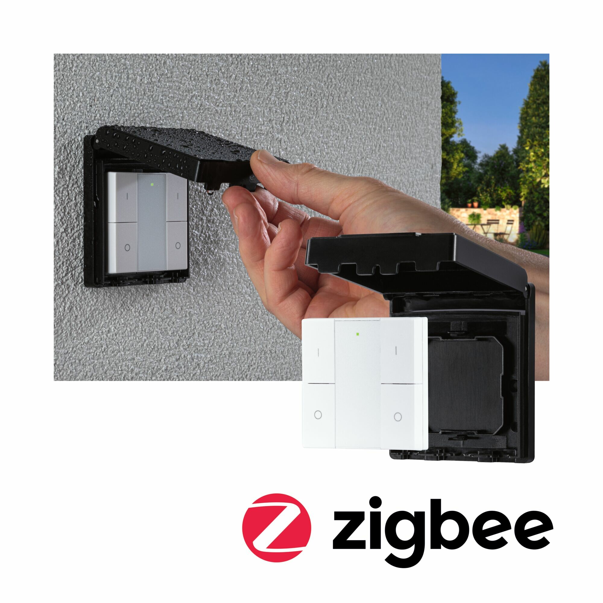 Paulmann Wandschalter Smart Home Zigbee 3.0 On/Off/Dimm Outdoor Schwarz