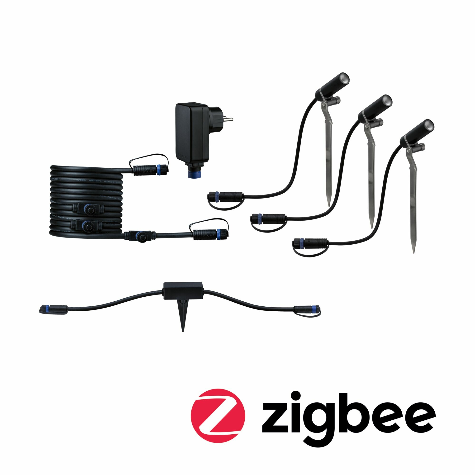 Paulmann Plug & Shine Bundle Smart Home Zigbee 3.0 LED Gartenstrahler Plantini IP65 3000K 3x2W 21VA Anthrazit