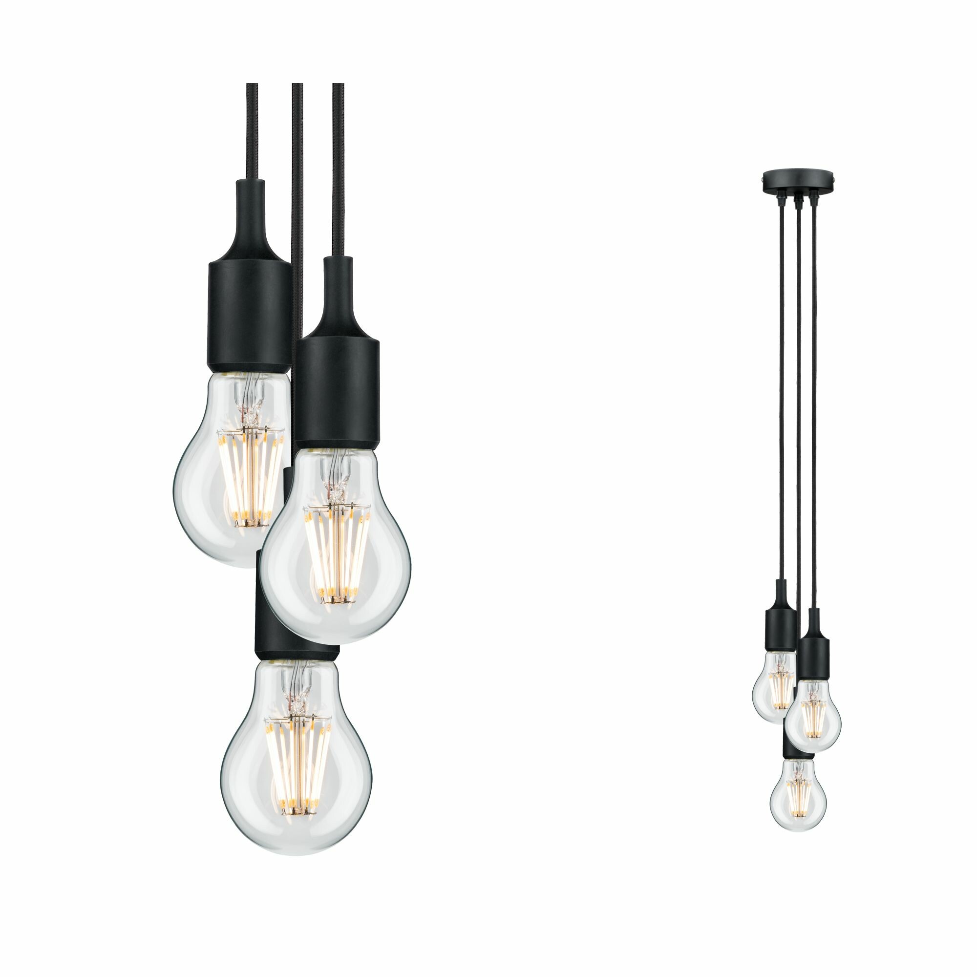 Paulmann Neordic Pendelleuchte Ketil  E27   max. 3x60W Schwarz dimmbar Silikon#Metall