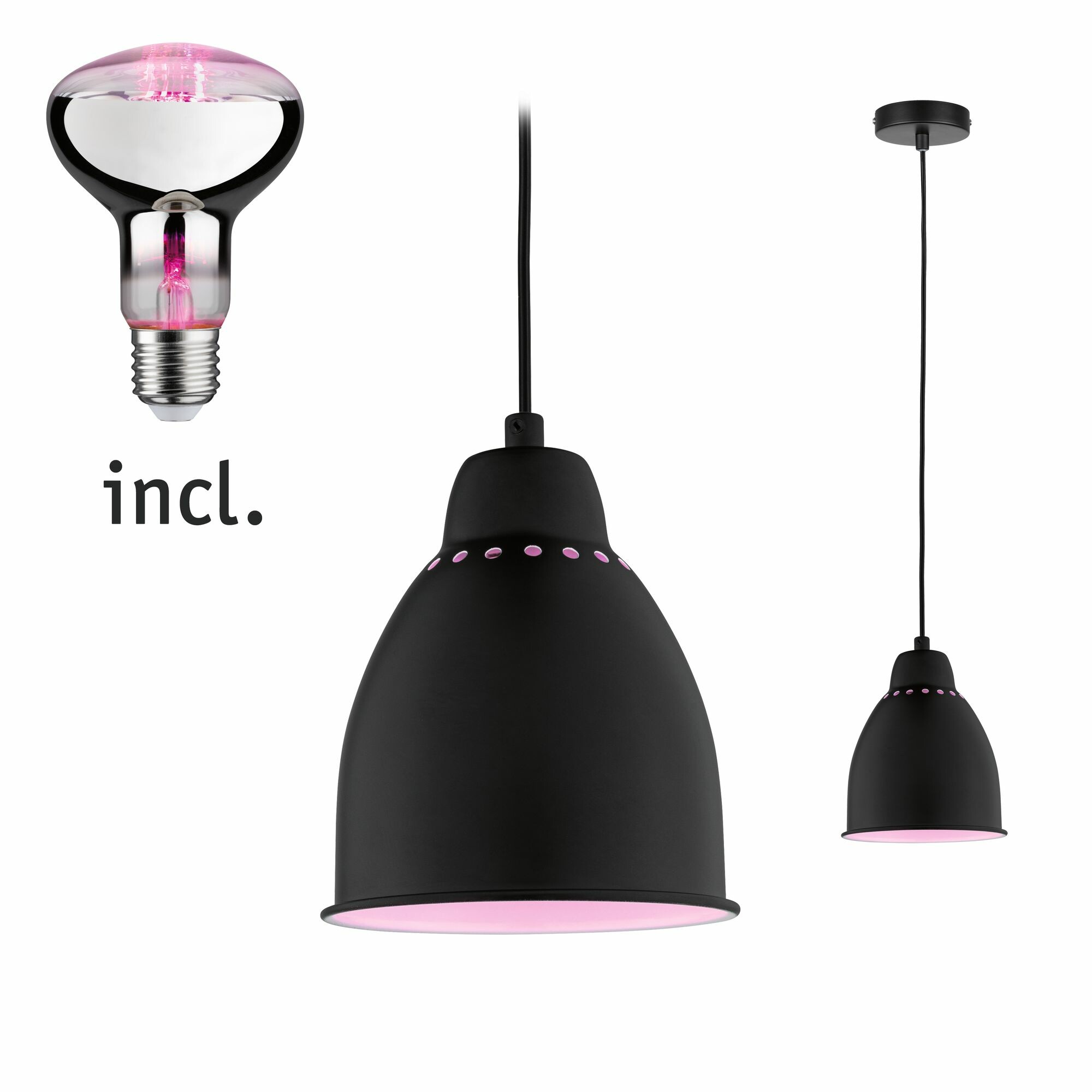 Paulmann Neordic Bundle Pendelleuchte Hilla + LED Reflektor E27 Schwarz dimmbar Metall / 230V 200lm 6.5W 1300K