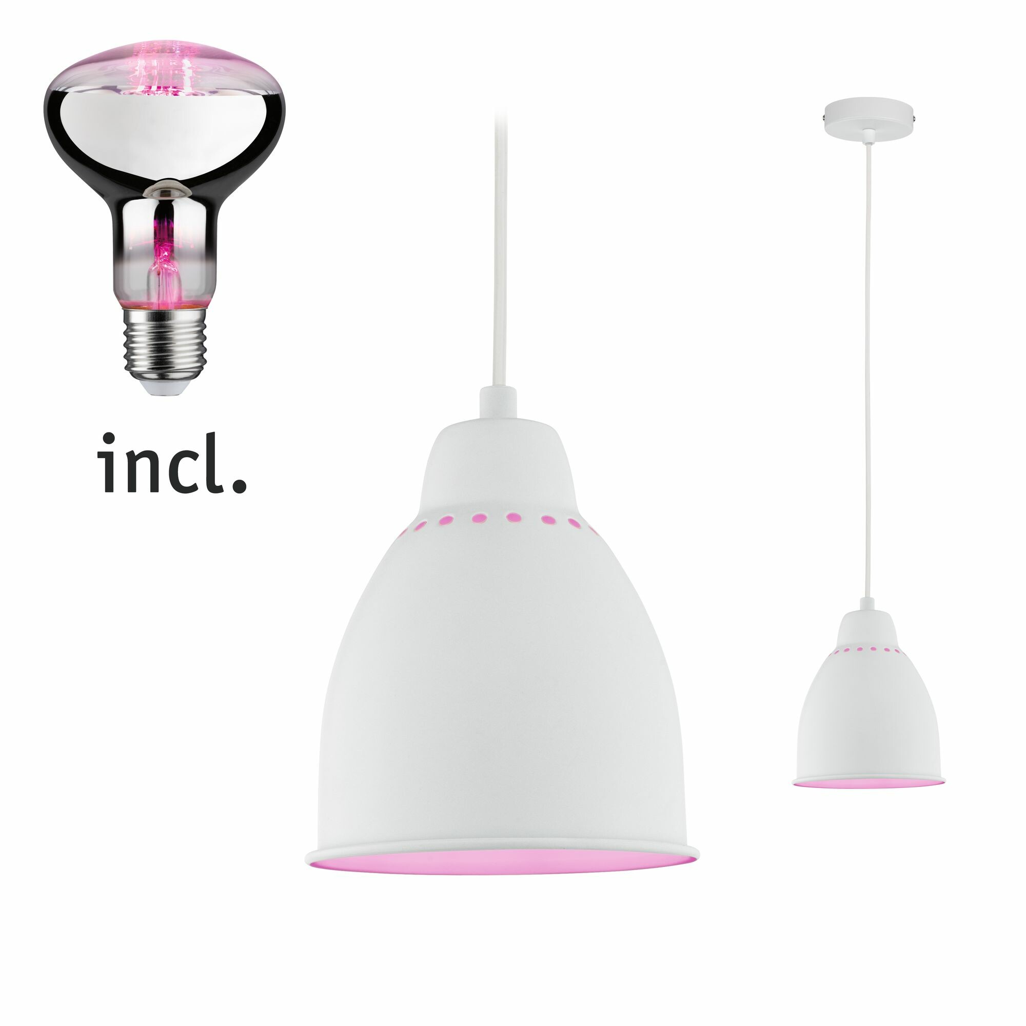 Paulmann Neordic Bundle Pendelleuchte Hilla + LED Reflektor E27 Weiß dimmbar Metall / 230V 200lm 6.5W 1300K
