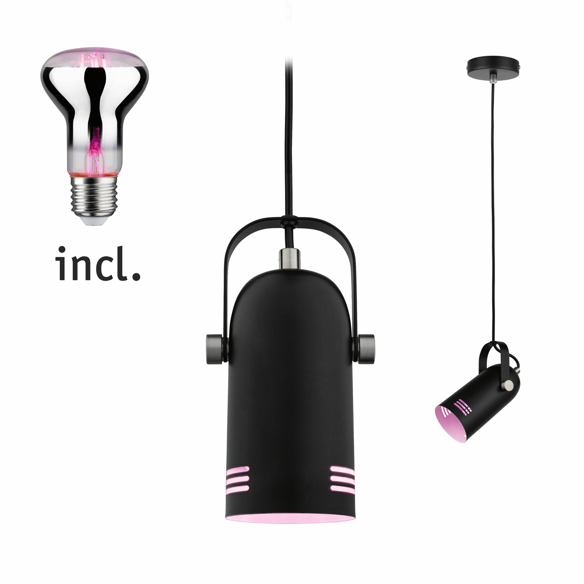 Paulmann Neordic Bundle Pendelleuchte Lavea + LED Reflektor E27 Schwarz dimmbar Metall / 230V 200lm 6.5W 1300K