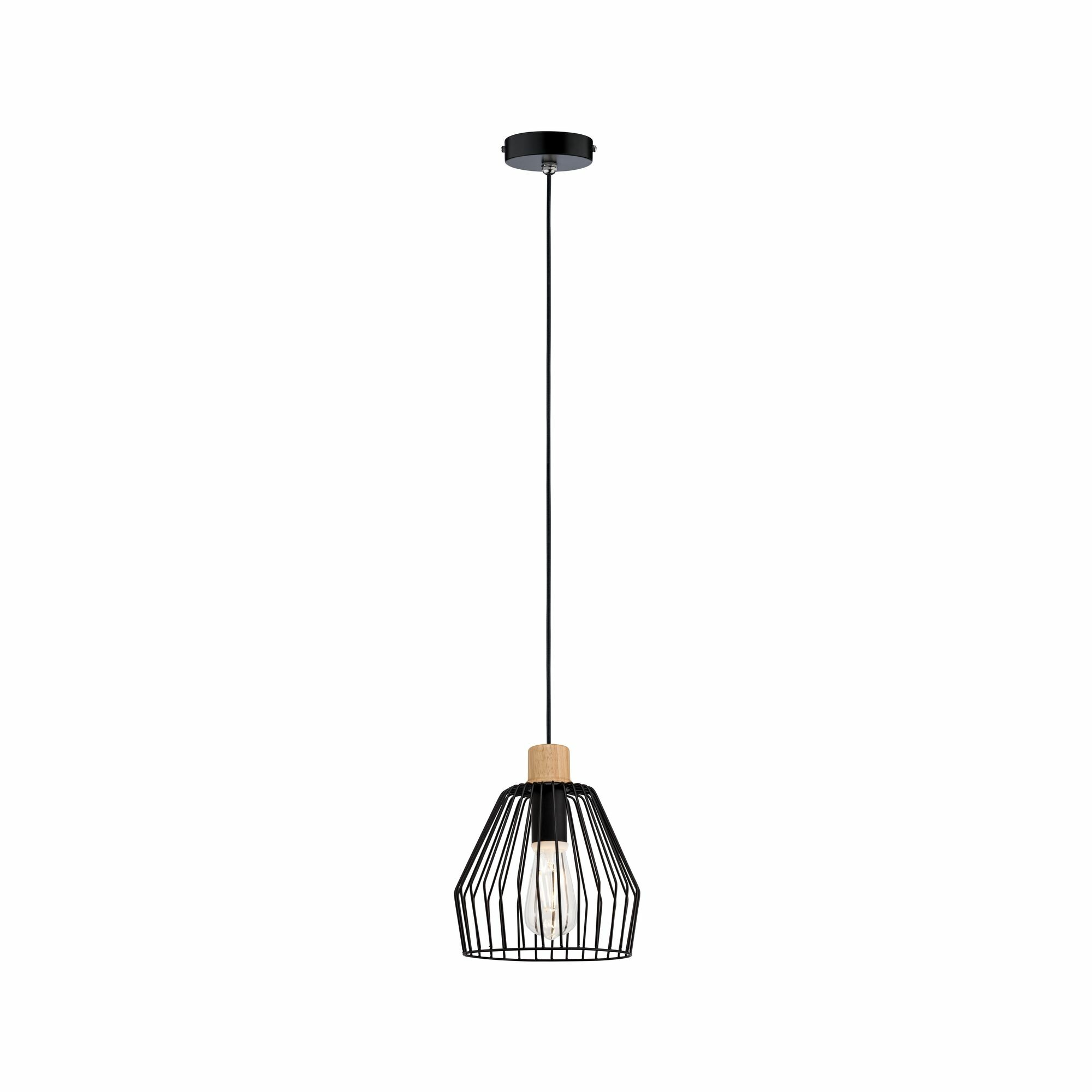 Paulmann Pendelleuchte Cameo IP44 E27   max. 20W Schwarz#Holz dimmbar