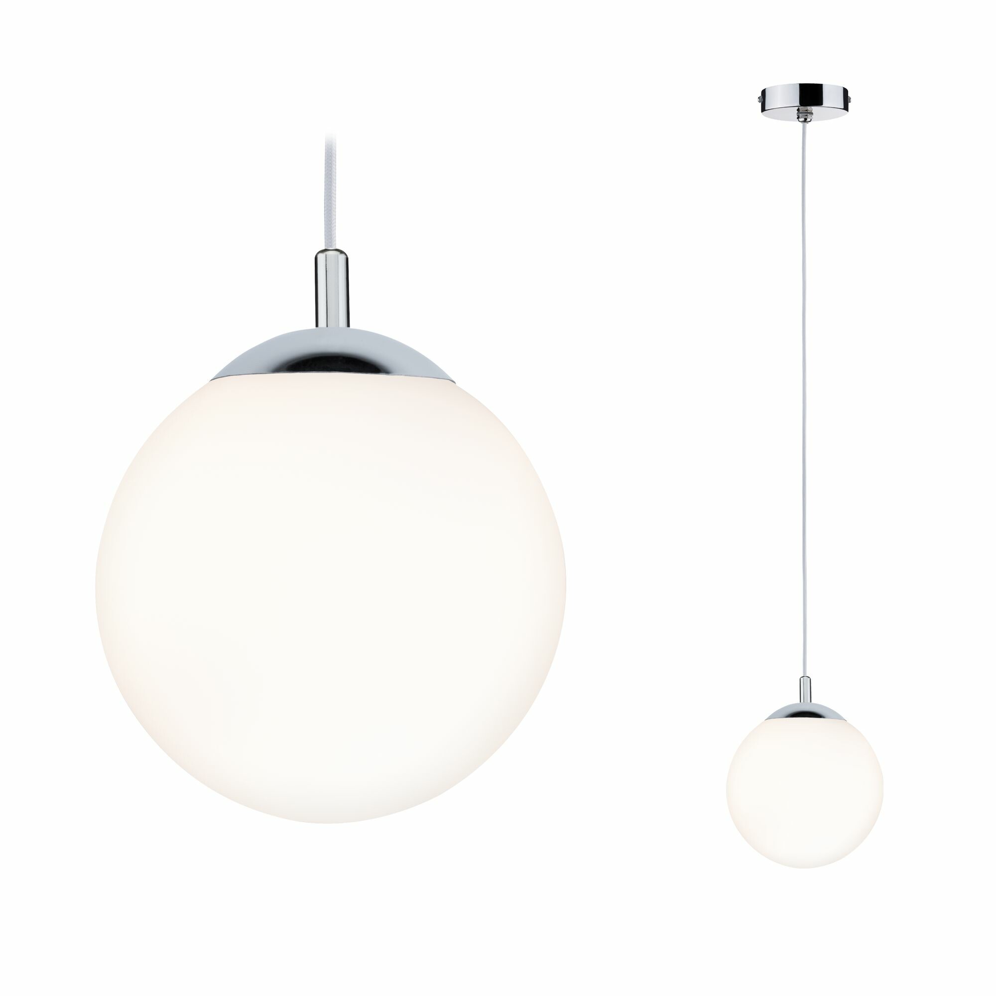 Paulmann Pendelleuchte Globe IP44 E27   max. 20W Satin#Chrom dimmbar