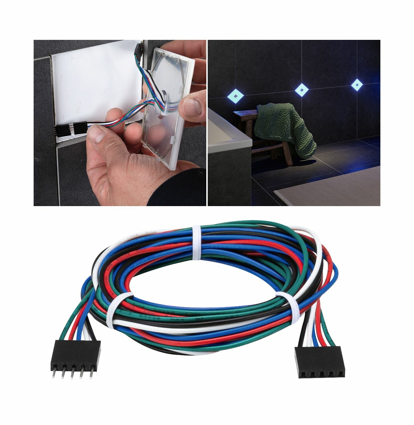 Paulmann LumiTiles Kabel Square RGBW  1.3m 12V Schwarz Kunststoff