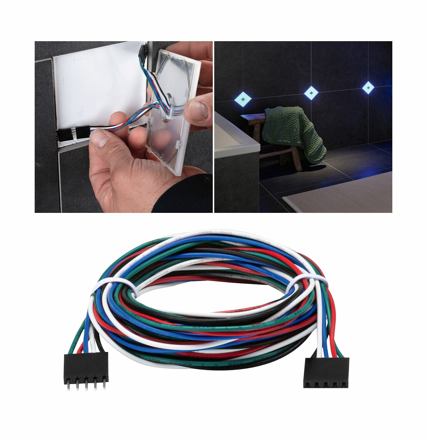 Paulmann LumiTiles Kabel Square RGBW  1.9m 12V Schwarz Kunststoff