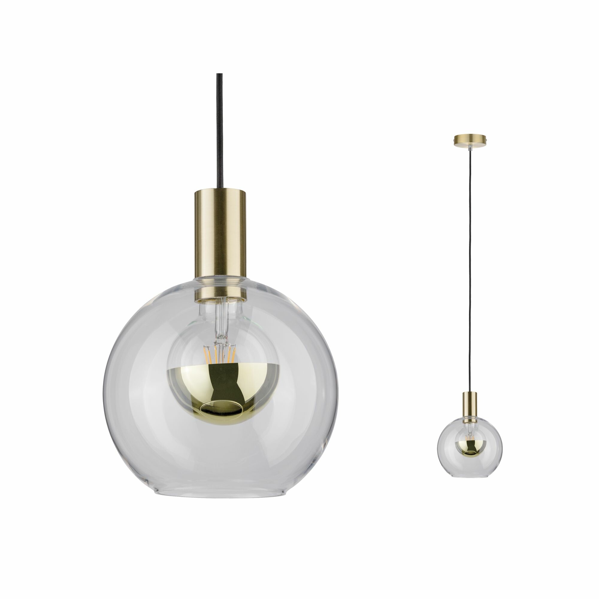 Paulmann Neordic Pendelleuchte Esben  E27   max. 20W Klar#Messing gebürstet dimmbar Glas#Metall