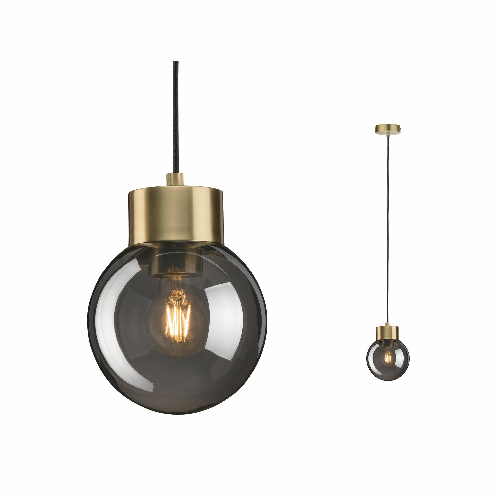 Paulmann Neordic Pendelleuchte Linja  E27   max. 20W Rauchglas#Messing gebürstet dimmbar Spiegel#Glas#Metall