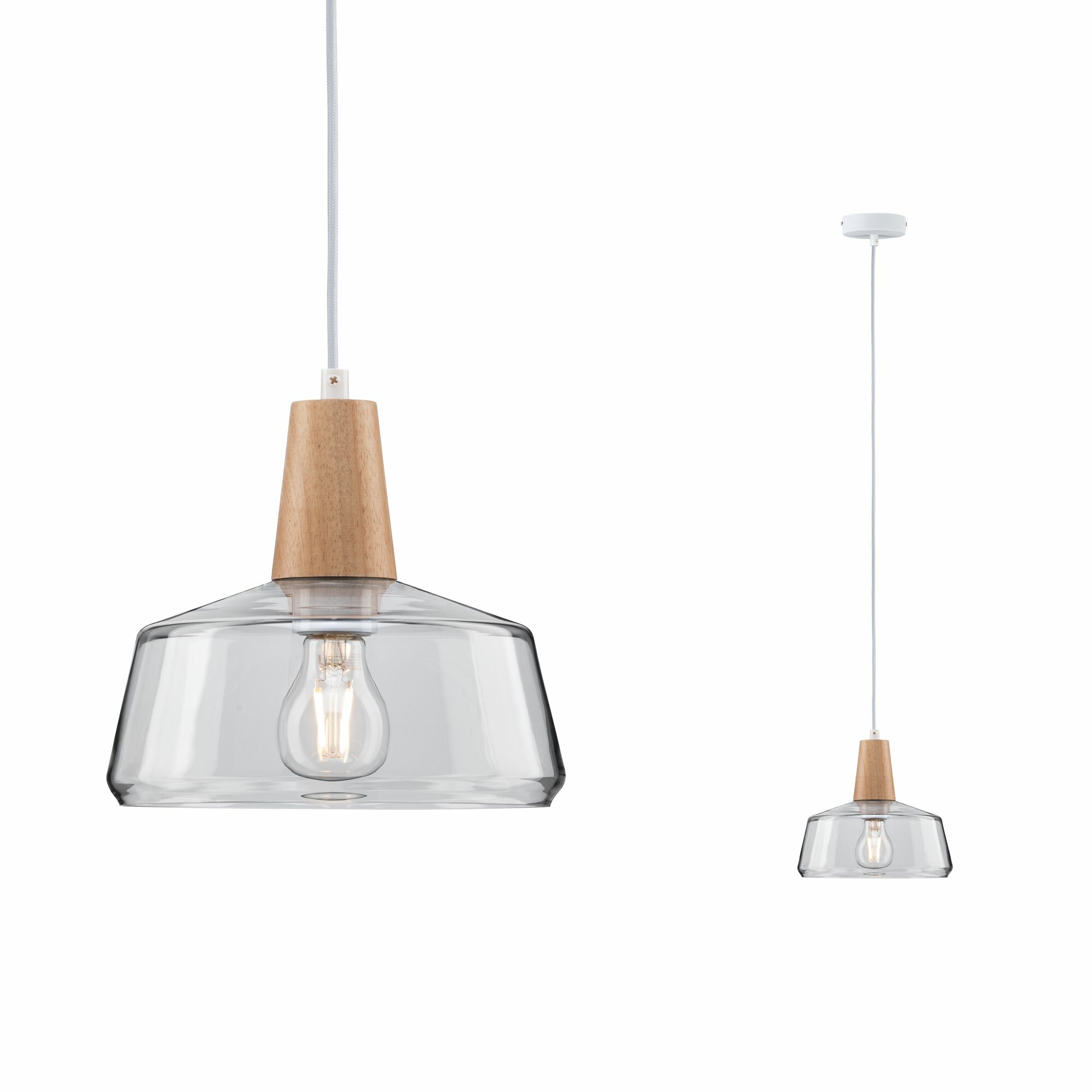 Paulmann Neordic Pendelleuchte Yva  E27   max. 20W Holz#Klar dimmbar Holz#Glas
