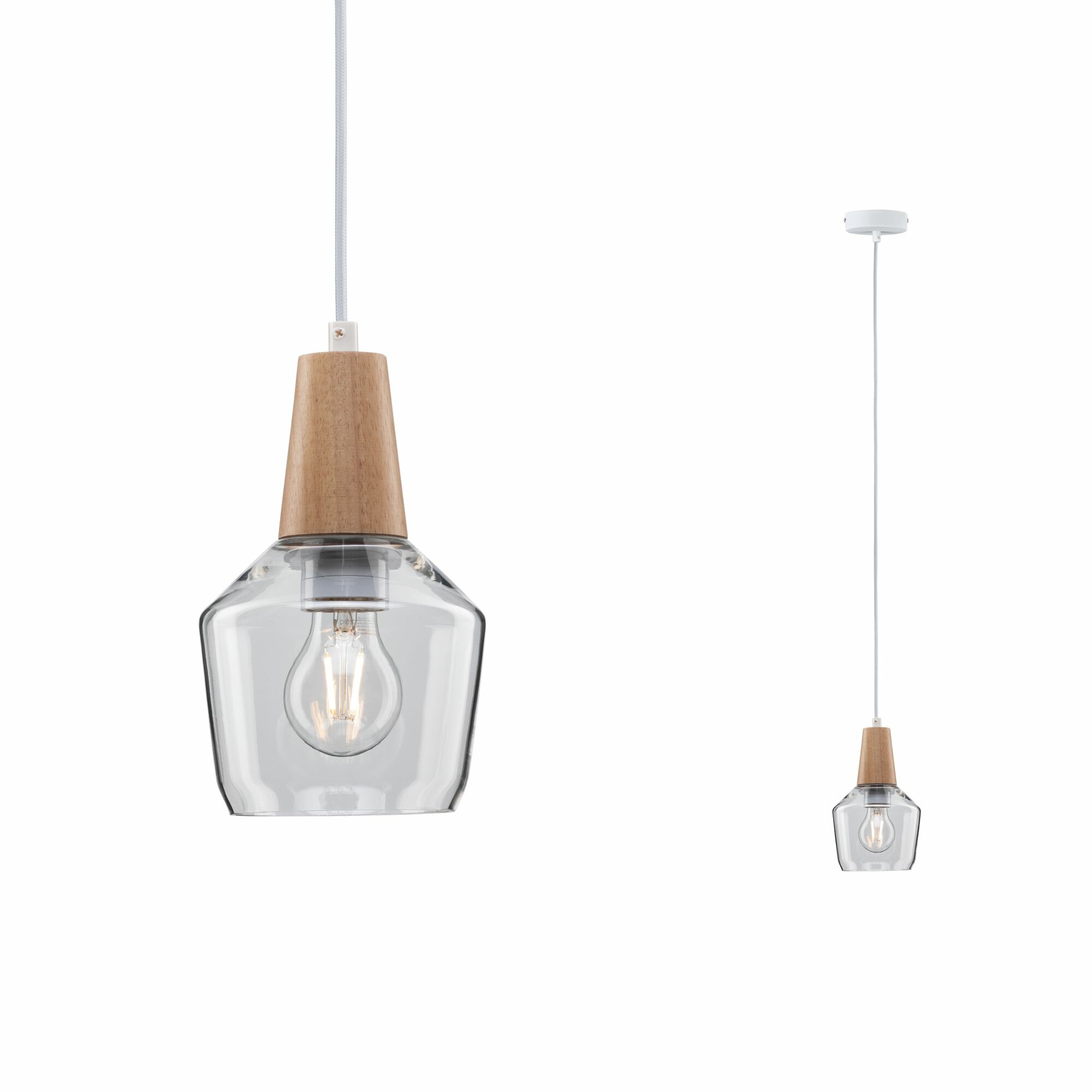 Paulmann Neordic Pendelleuchte Ylvie  E27   max. 20W Holz#Klar dimmbar Holz#Glas
