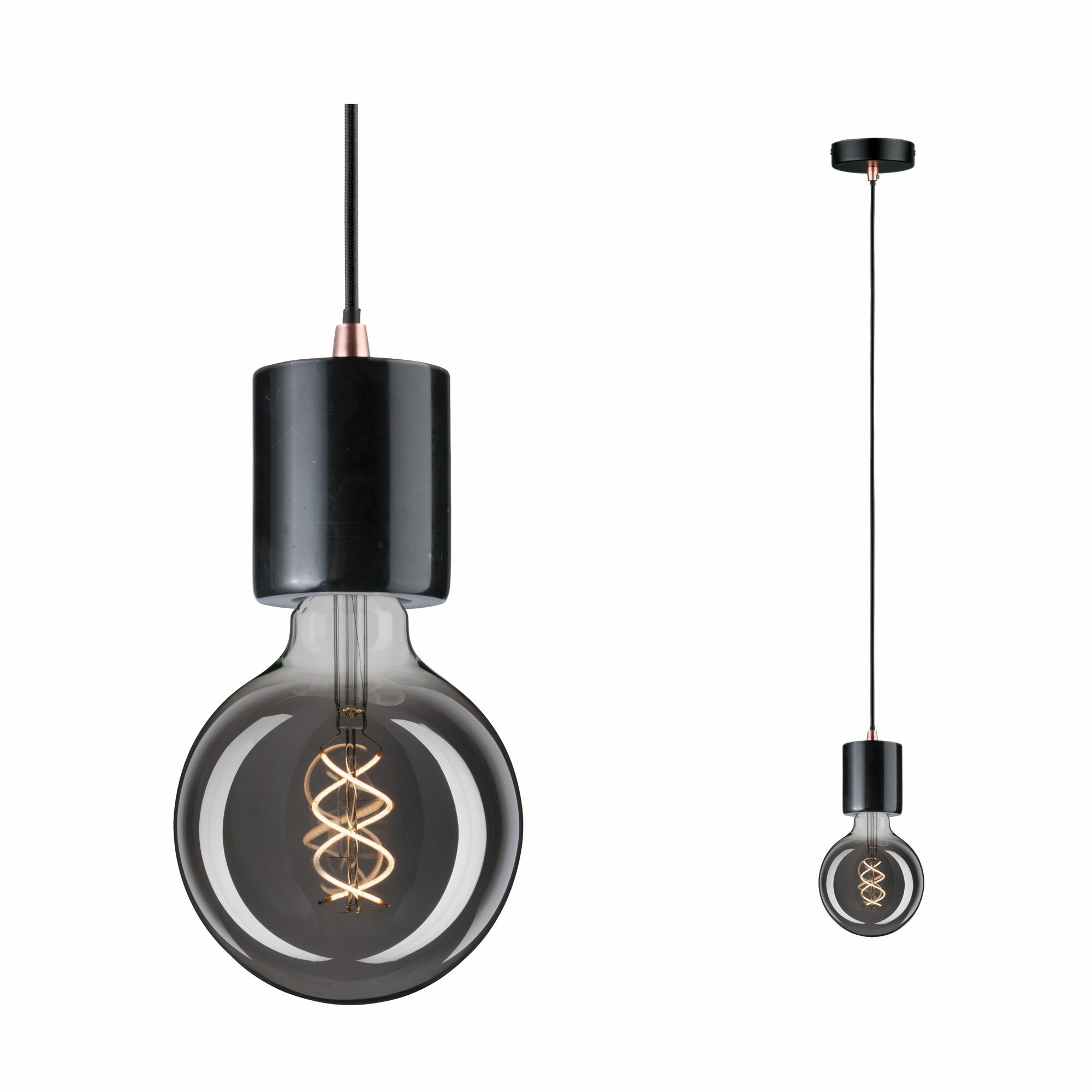 Paulmann Neordic Pendelleuchte Nordin  E27   max. 60W Schwarz#Marmor#Kupfer matt dimmbar Marmor