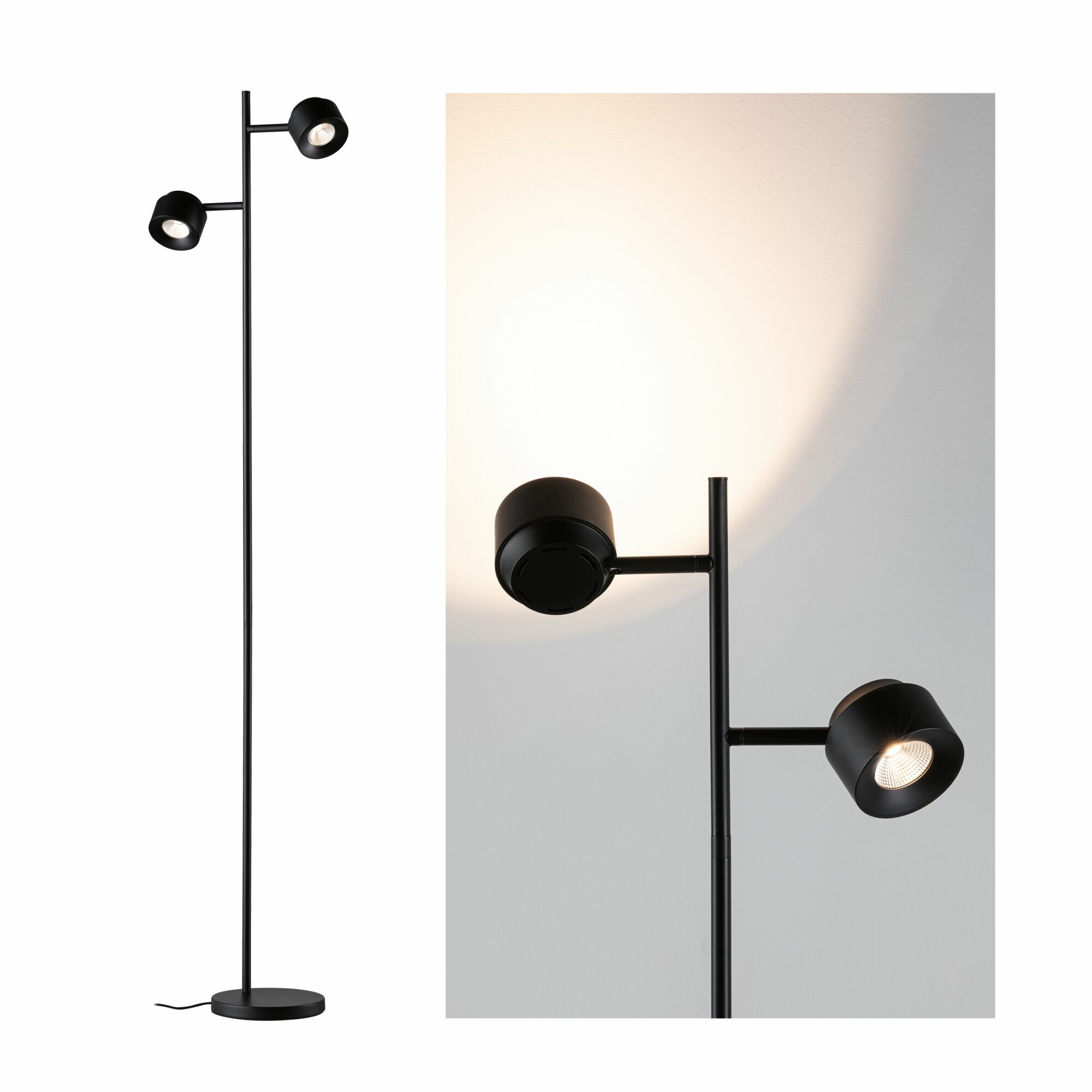 Paulmann LED Stehleuchte 3-Step-Dim Puric Pane   2700K 2x300lm 2x3W Schwarz