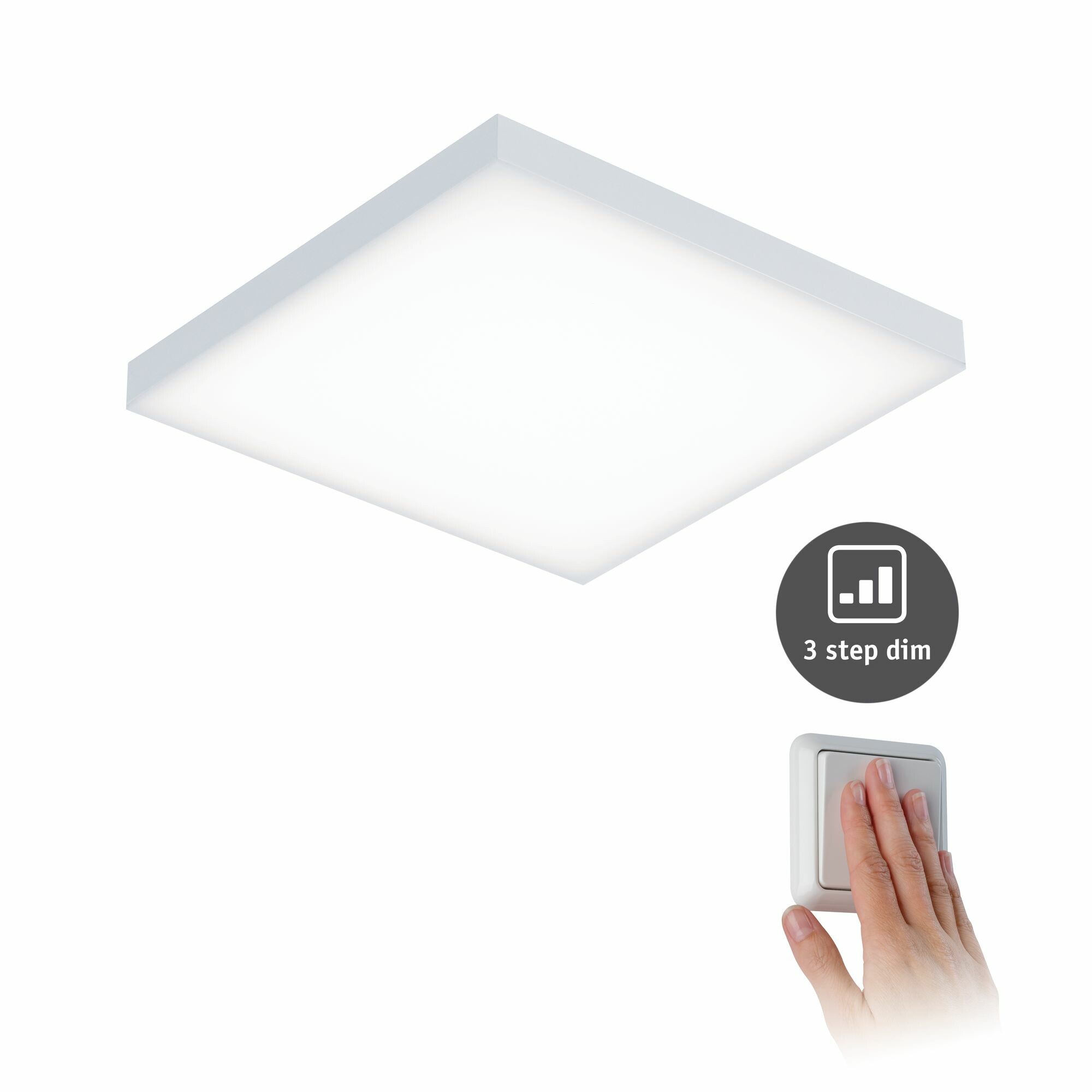 Paulmann LED Panel 3-Step-Dim Velora  eckig 225x225mm  12W 1200lm 3000K Weiß matt dimmbar