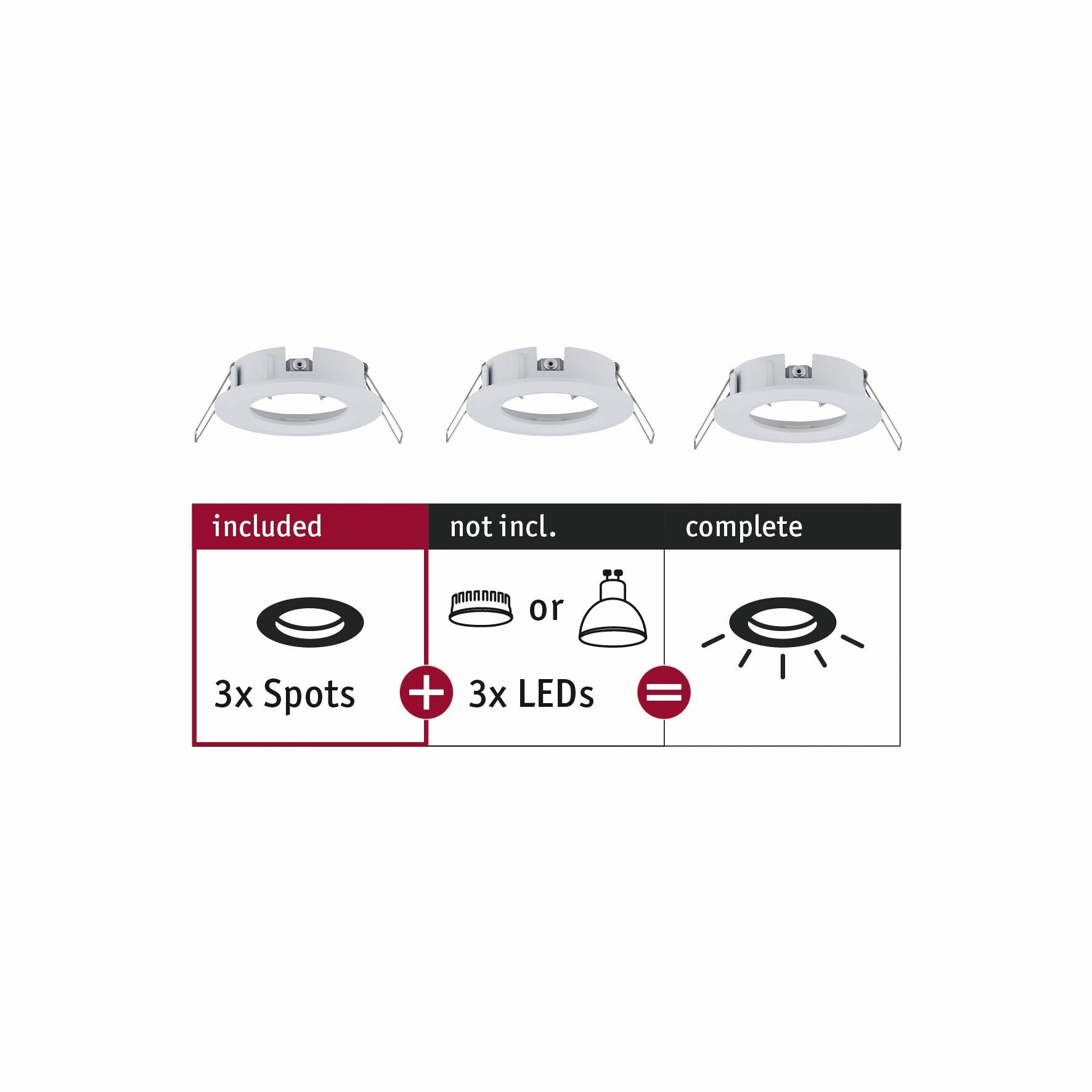 Paulmann Einbauleuchte Choose Basisset starr IP44 rund 78mm   max. 3x10W  230V dimmbar  Weiß matt