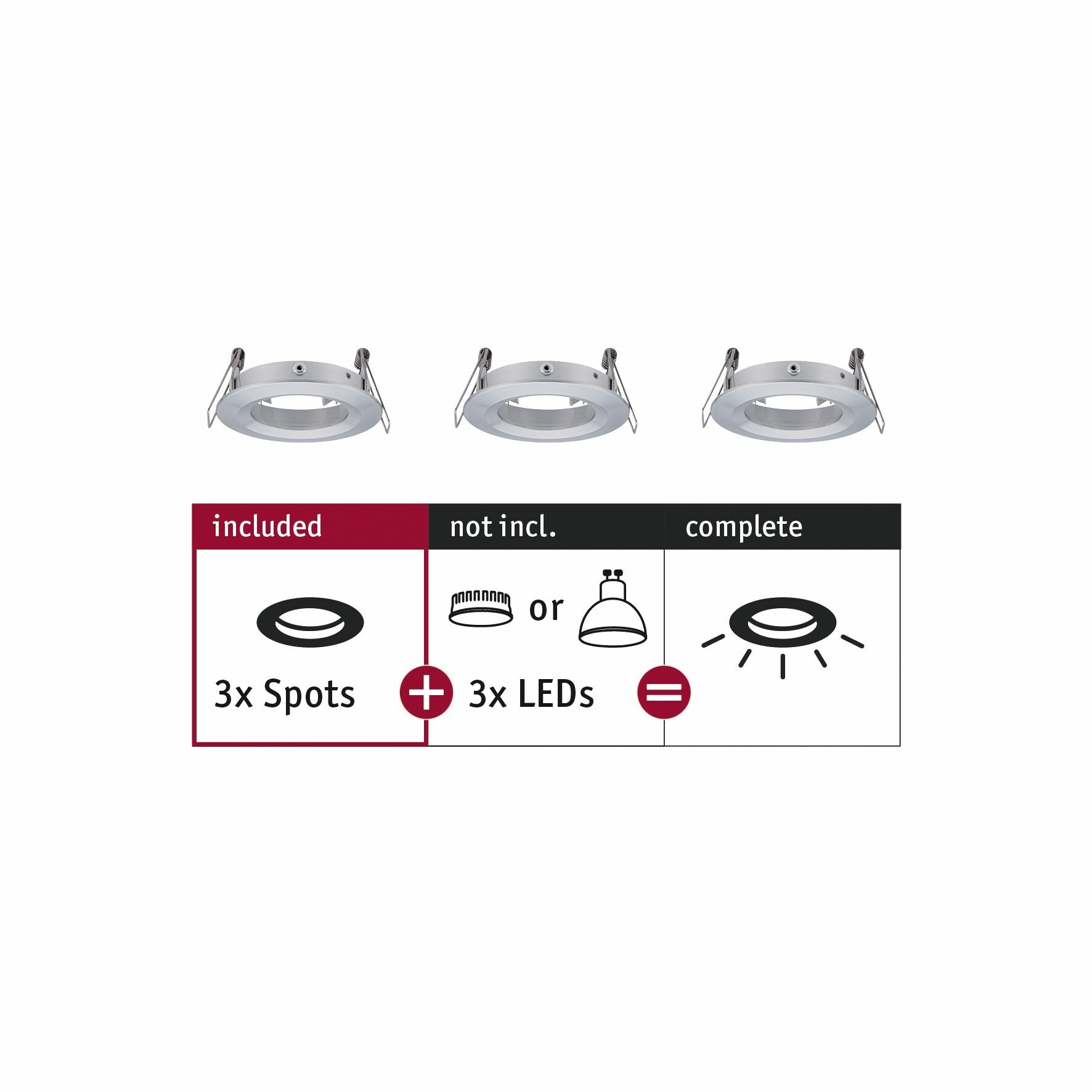 Paulmann Einbauleuchte Choose Basisset starr IP44 rund 78mm   max. 3x10W  230V dimmbar  Alu gedreht