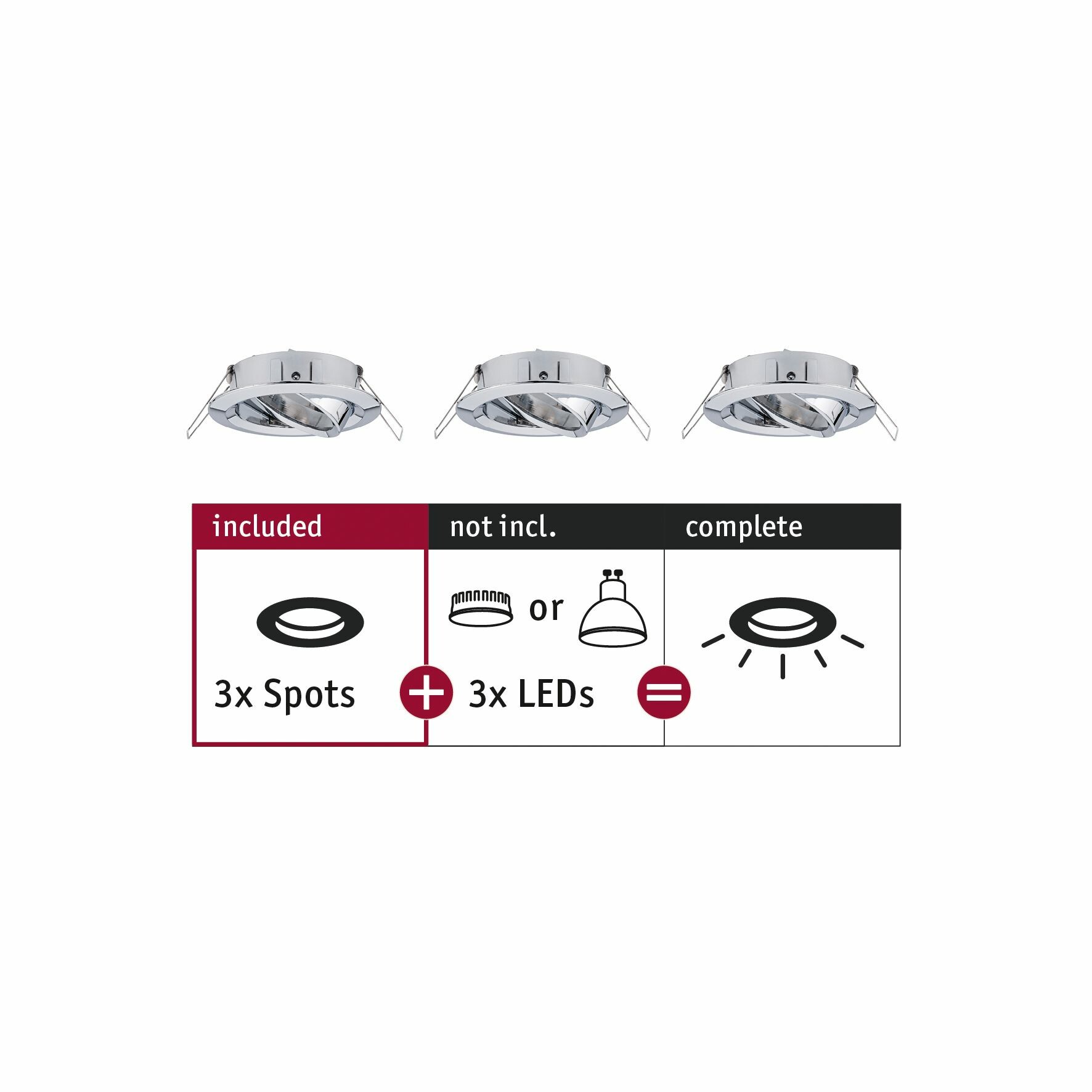 Paulmann Einbauleuchte Choose Basisset schwenkbar  rund 84mm 50°  max. 3x10W  230V dimmbar  Chrom