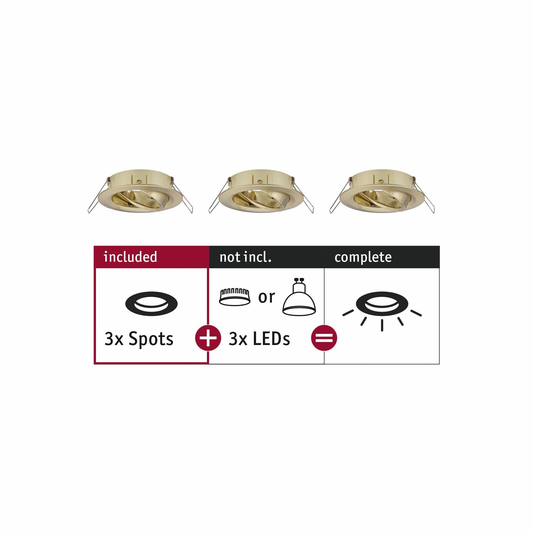 Paulmann Einbauleuchte Choose Basisset schwenkbar  rund 84mm 50°  max. 3x10W  230V dimmbar  Messing gebürstet