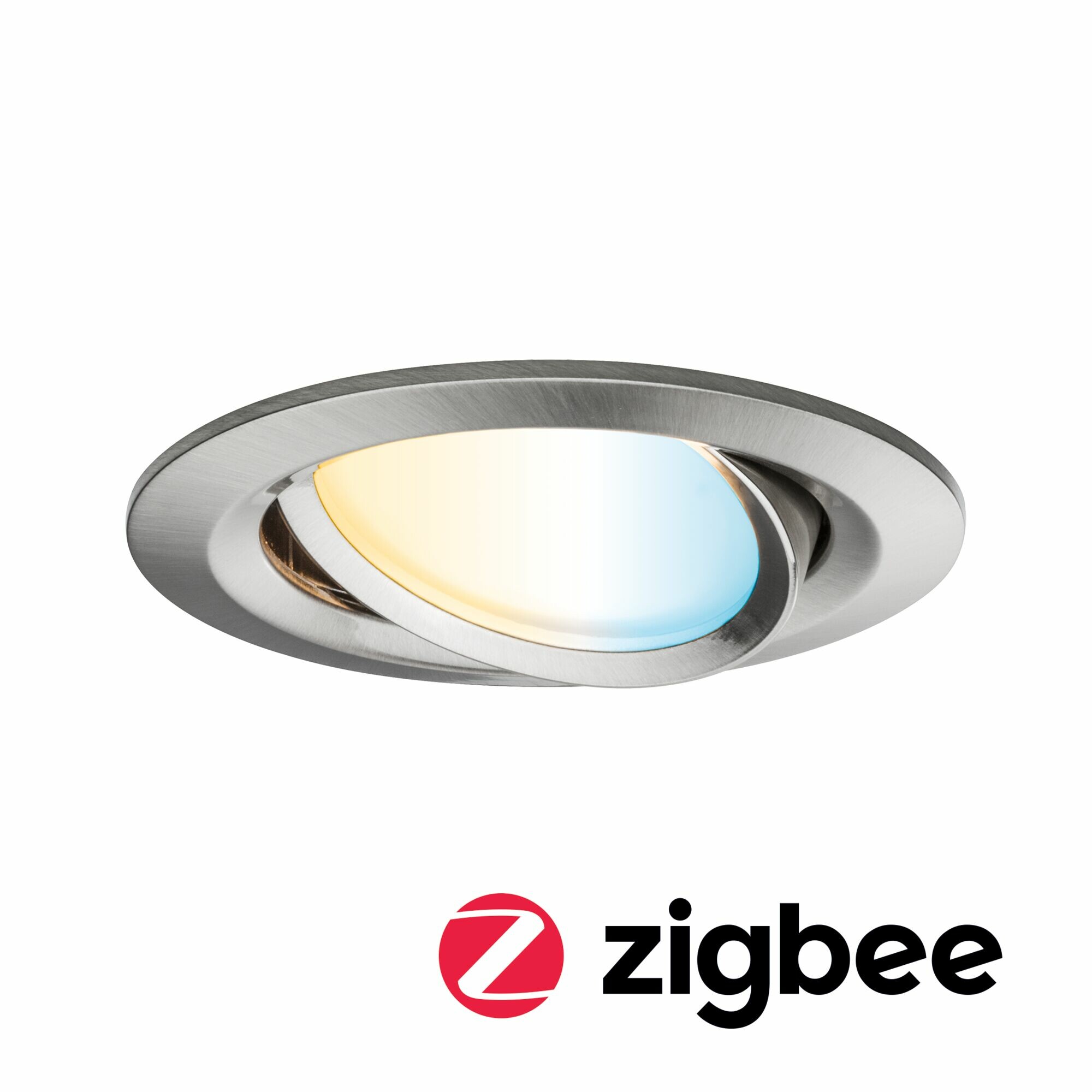 Paulmann LED Einbauleuchte Smart Home Zigbee 3.0 Nova Plus Coin  schwenkbar  rund 84mm 50° Coin 6W 470lm 230V dimmbar Tunable White Eisen gebürstet