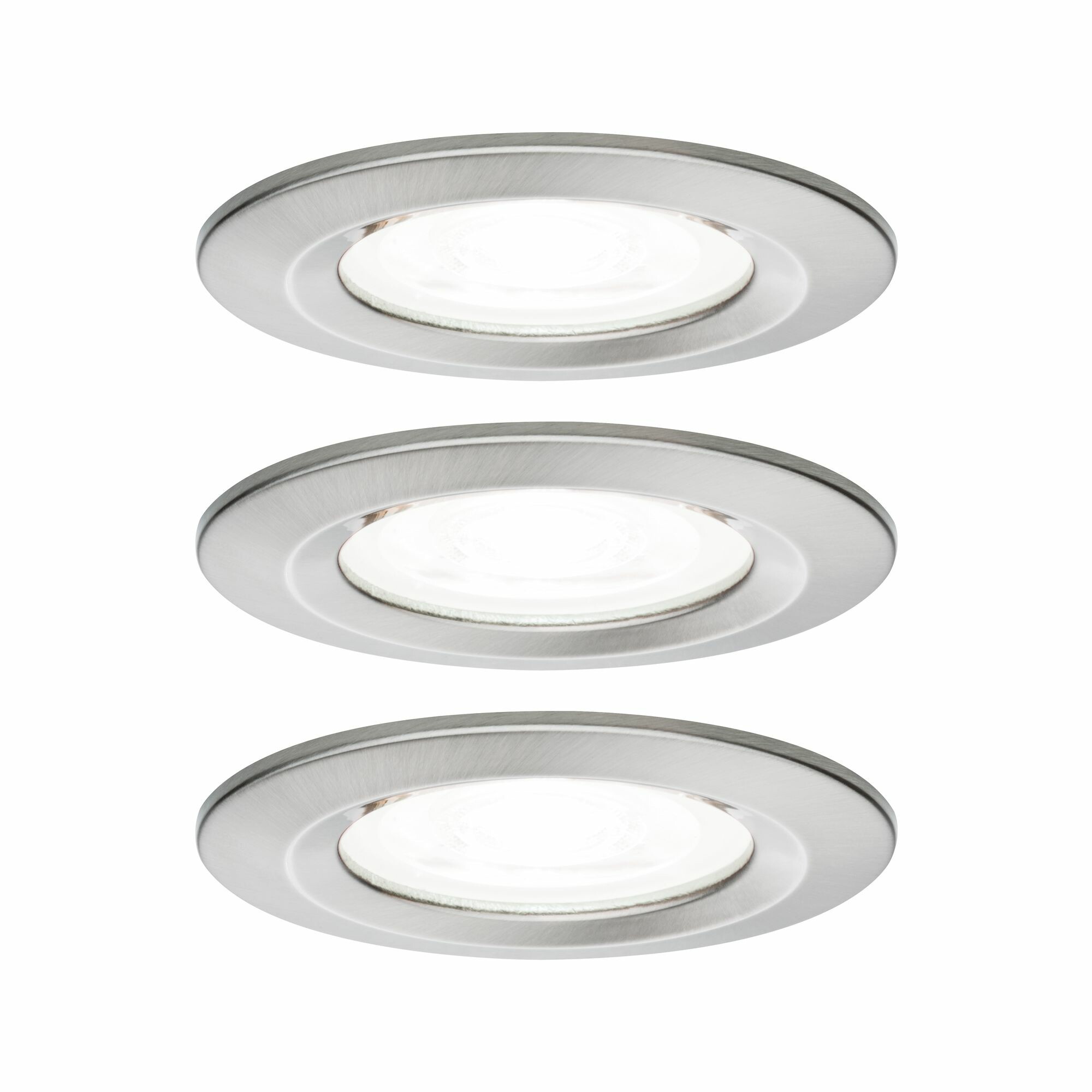 Paulmann LED Einbauleuchte Nova Basisset starr IP44 rund 78mm  GU10 3x6.5W 3x470lm 230V  4000K Eisen gebürstet