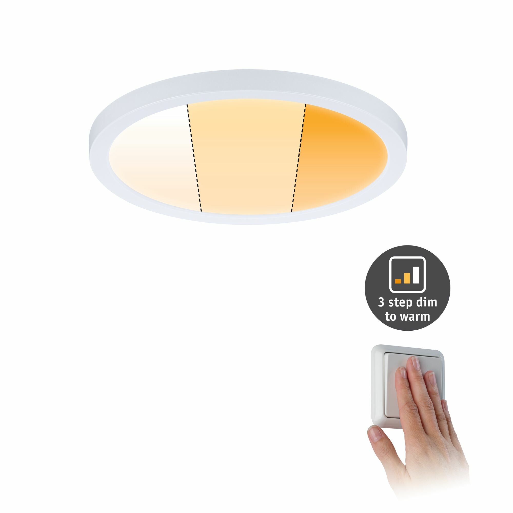 Paulmann VariFit LED Einbaupanel Dim to Warm Areo IP44 rund 175mm  13W 1200lm 3 Step Dim to warm Weiß matt dimmbar