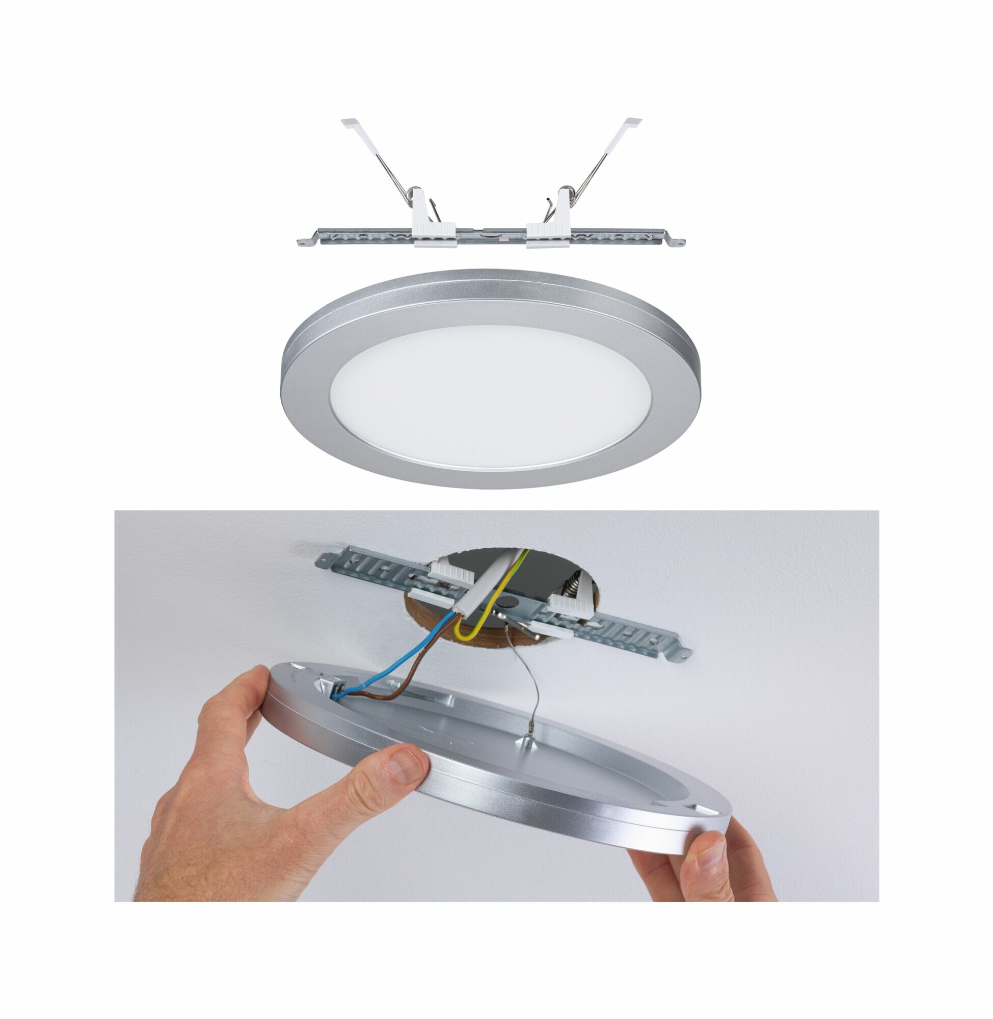 Paulmann LED Einbaupanel 2in1 Cover-it  rund 225mm  16.5W 1200lm 4000K Chrom matt