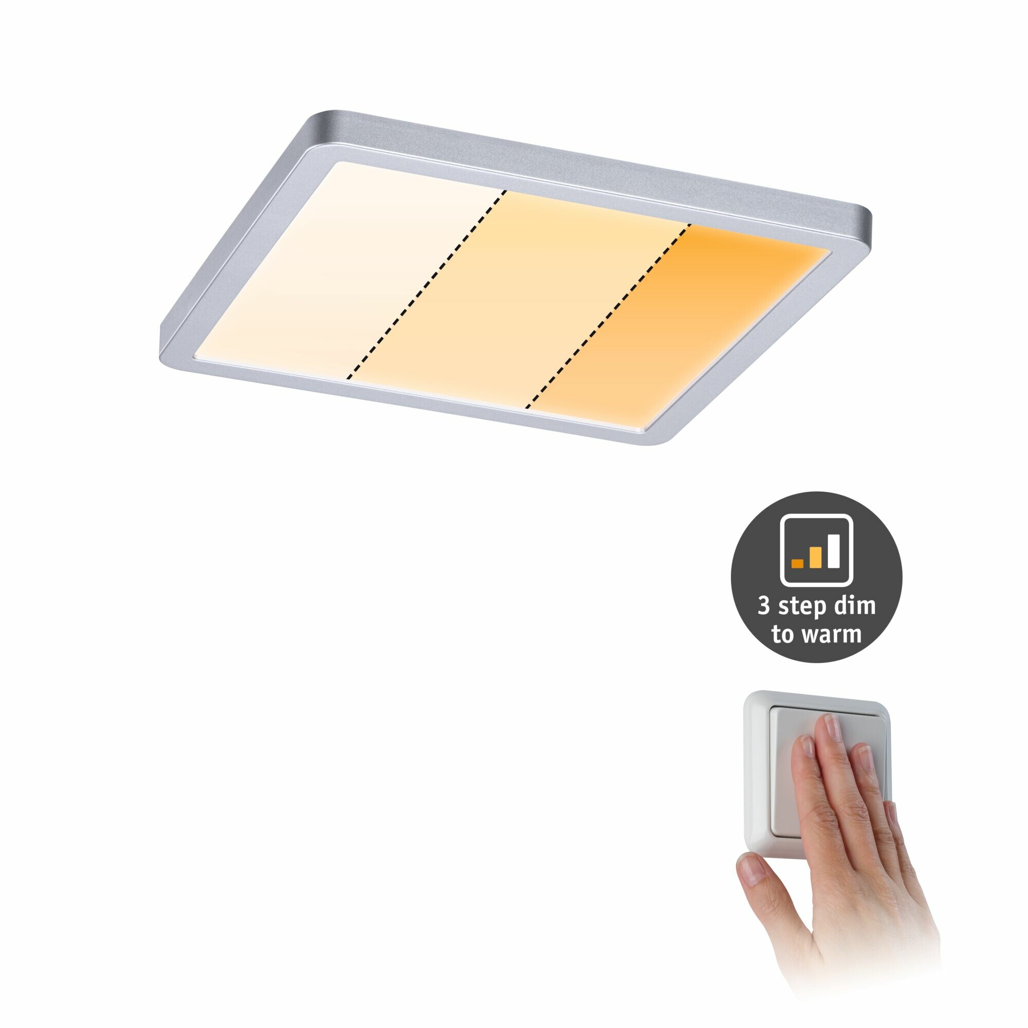 Paulmann VariFit LED Einbaupanel Dim to Warm Areo IP44 eckig 175x175mm  13W 1200lm 3 Step Dim to warm Chrom matt dimmbar