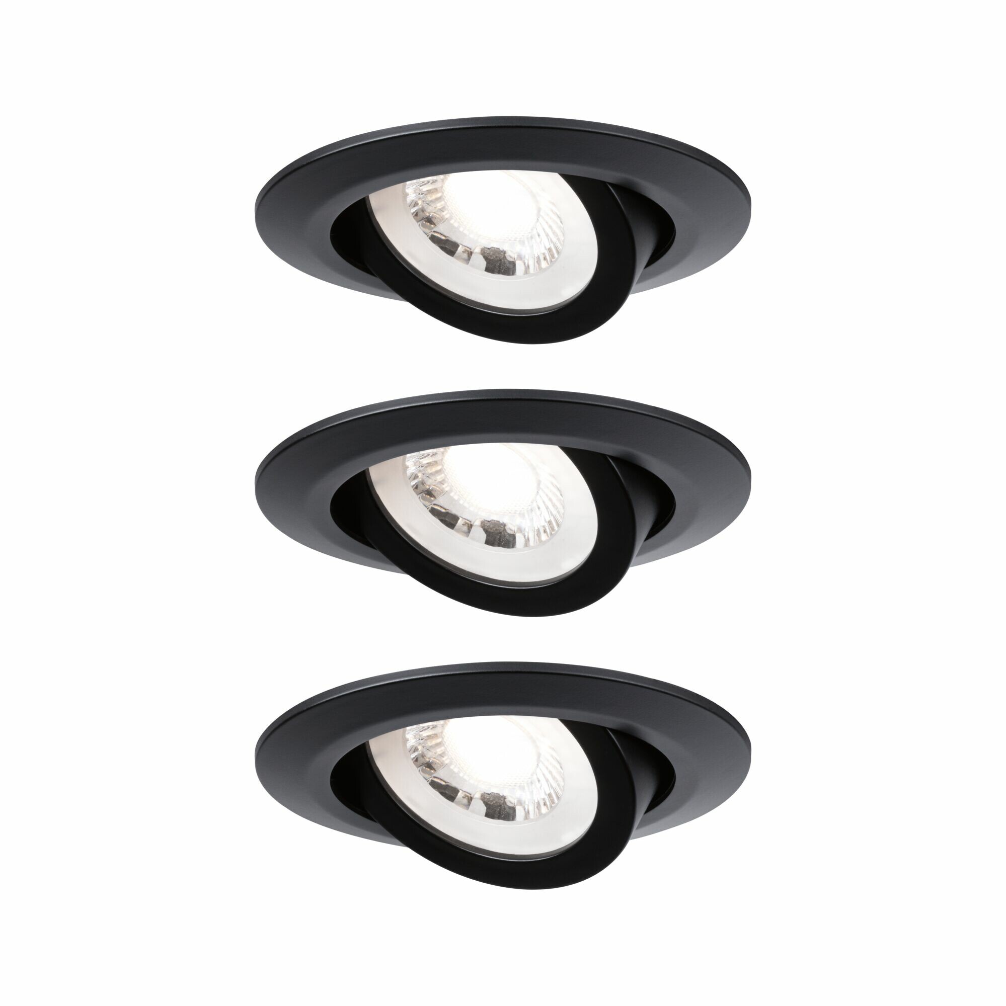 Paulmann LED Einbauleuchte 3er-Set schwenkbar  rund 82mm 70°  3x4.8W 3x450lm 230V  3000K Schwarz matt